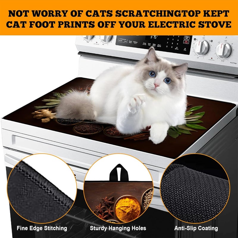 AOHMPT Multi-Design Stove Top Cover for Glass/Electric Stoves - 3-in-1 Heat-Resistant Protector Mat, Non-Slip Drying Rack 28"x20" - Image 4